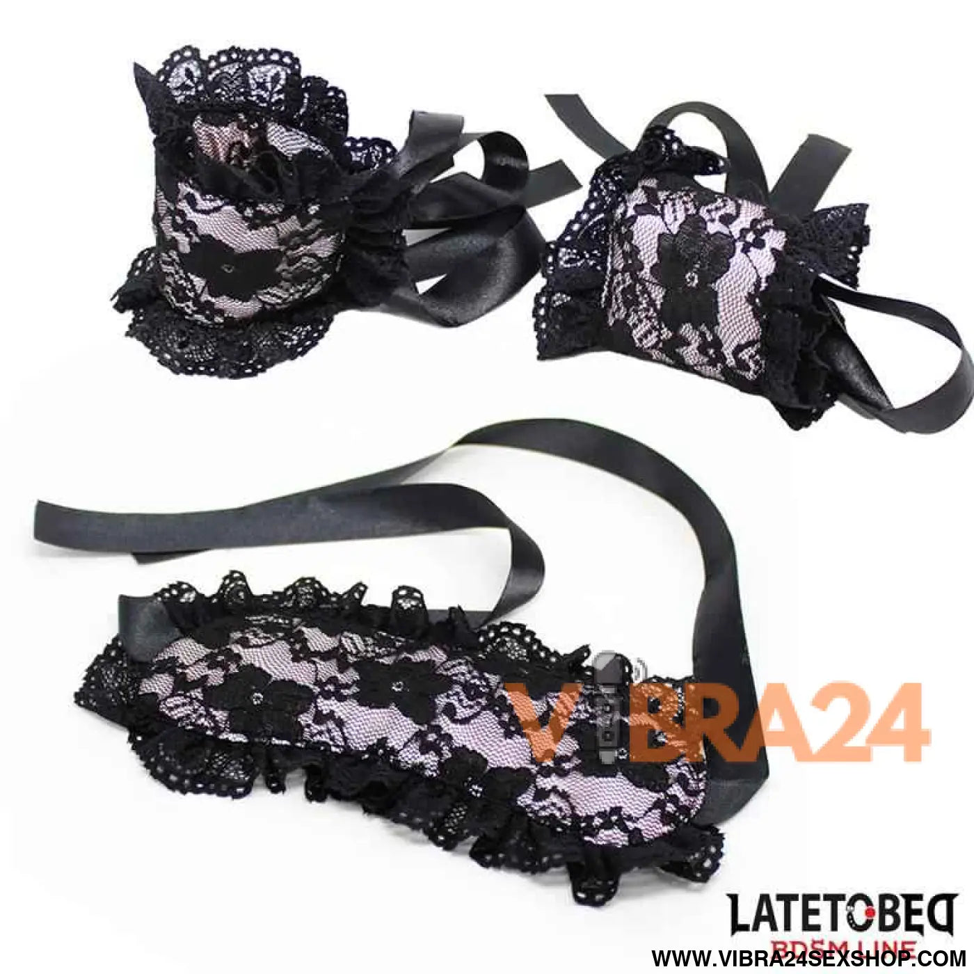 Conjunto de Máscara Renda e Algemas Vibra24 Sexshop