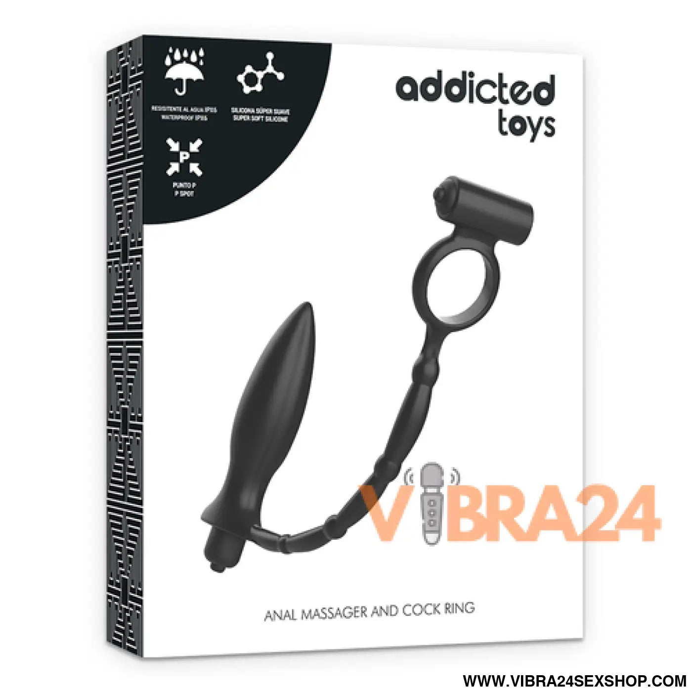 ADDICTED TOYS - Plug Anal com Vibrador e Anel Vibratório - VIBRA24 SEXSHOP