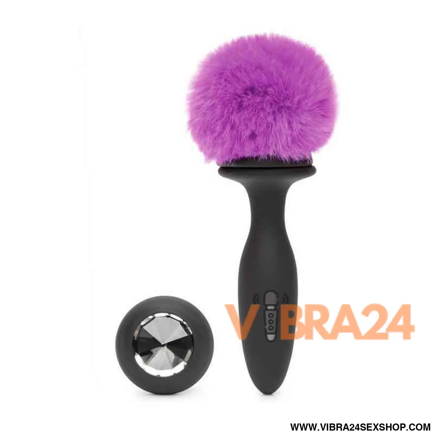 Anal Plug with Vibration and Double Base Purple Large