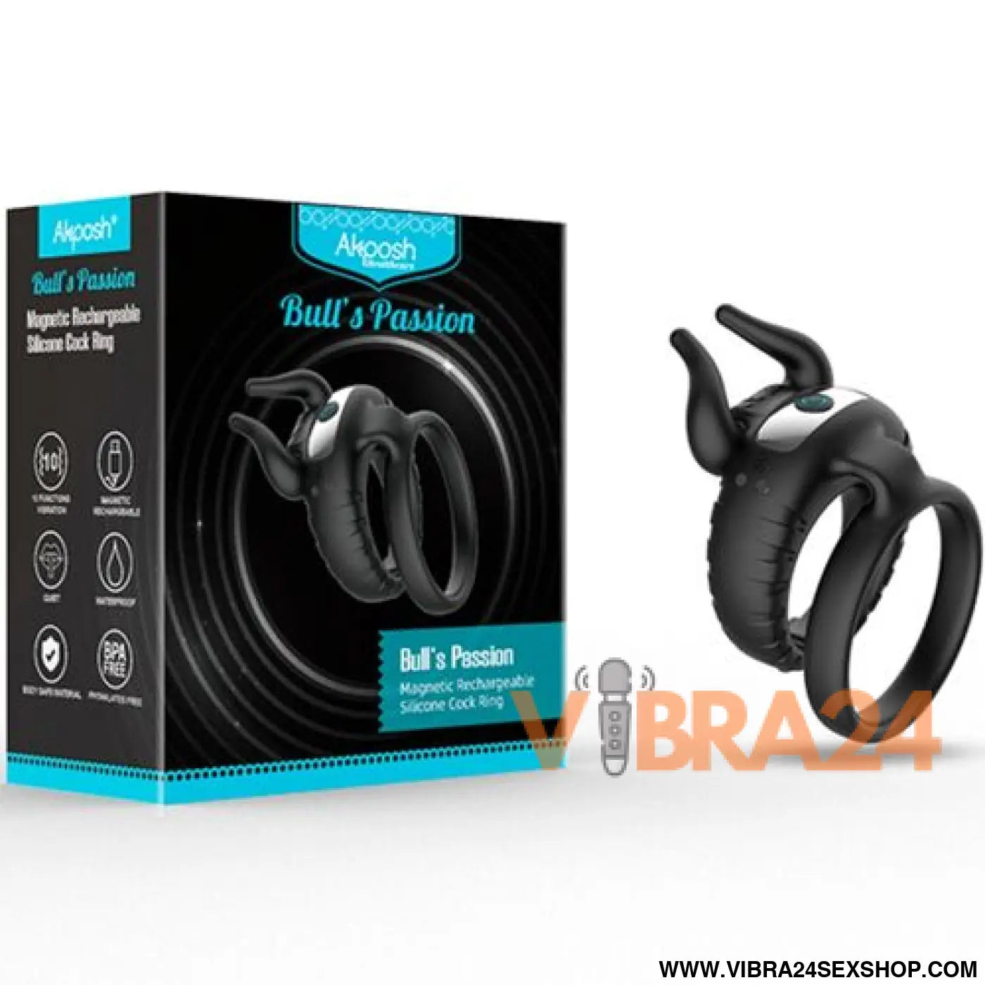 ARMONY - Anel Vibrador 10 Velocidades Preto Bulls Pasion
