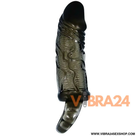 BAILE - Capa Extensora de Pénis Preta com Ala para Testículos 13.5 cm