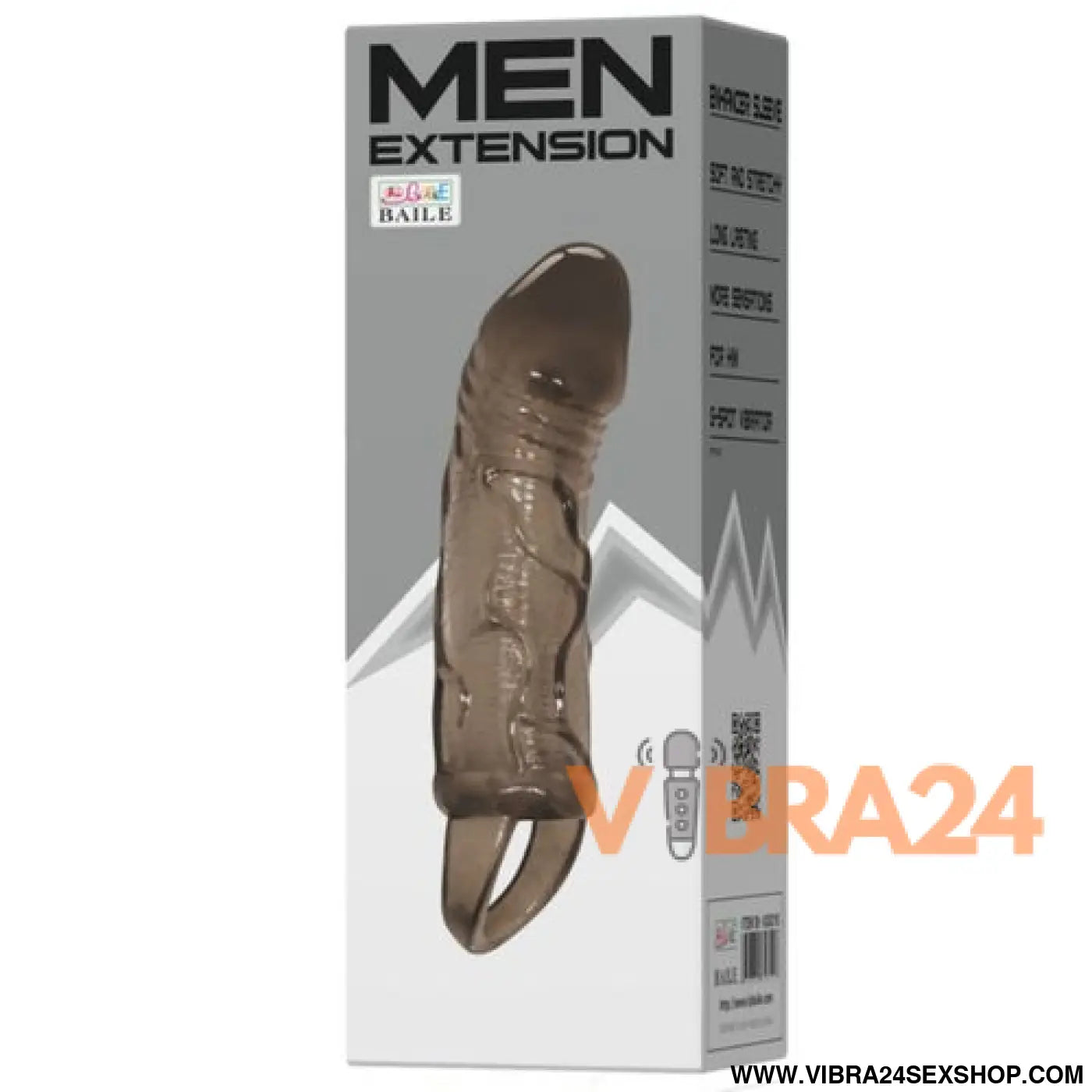BAILE - Capa Extensora de Pénis Preta com Ala para Testículos 13.5 cm