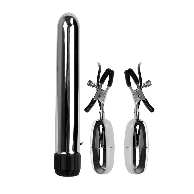 Baile Vibrating Bullet and Nipple Clamps with Vibration Set Turbo