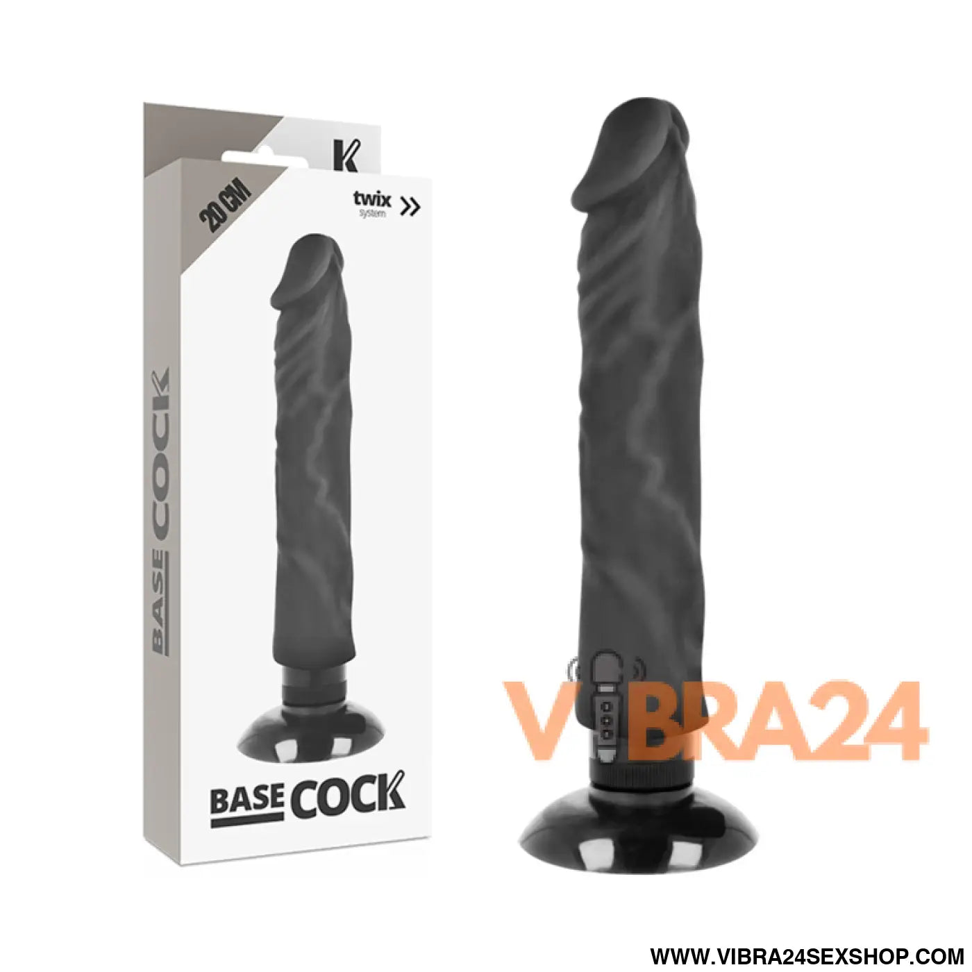 BASECOCK - VIBRADOR REALÍSTICO 2-1 PRETO 20 CM -O- 4