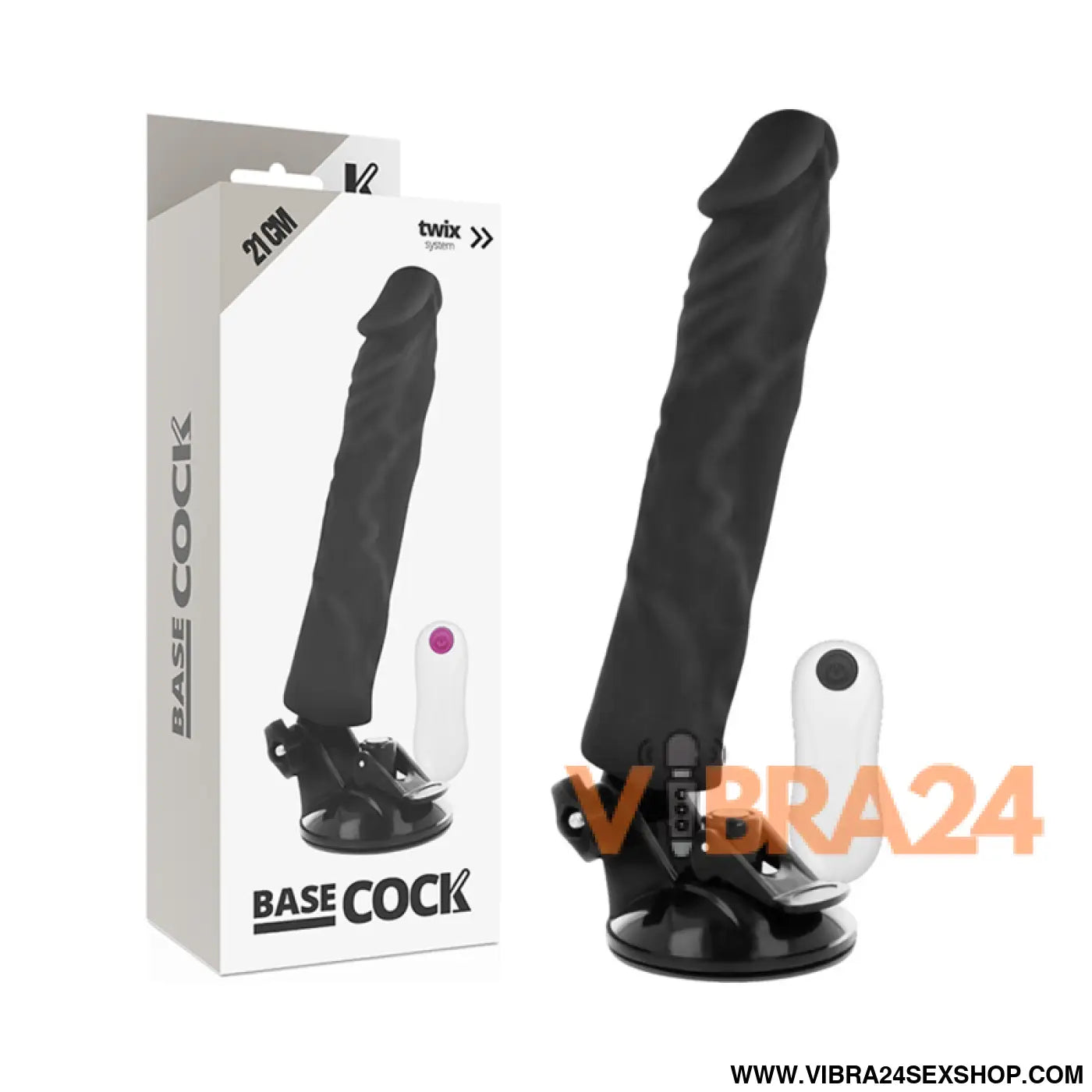 BASECOCK - VIBRADOR REALÍSTICO CONTROLE REMOTO PRETO 21 CM -O- 4