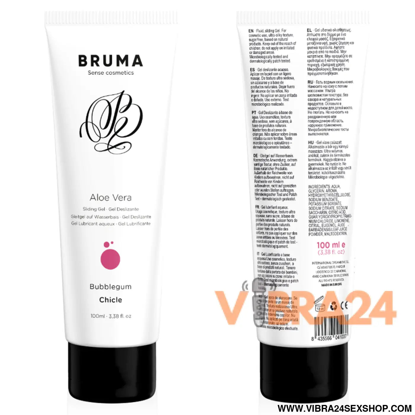 BRUMA - GEL DESLIZANTE DE ALOE VERA SABOR BUBBLEGUM 100 ML