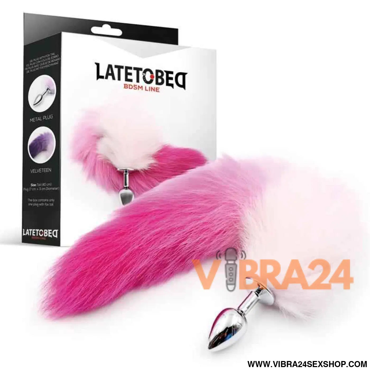 Butt Plug with Pink and White Tail Size S