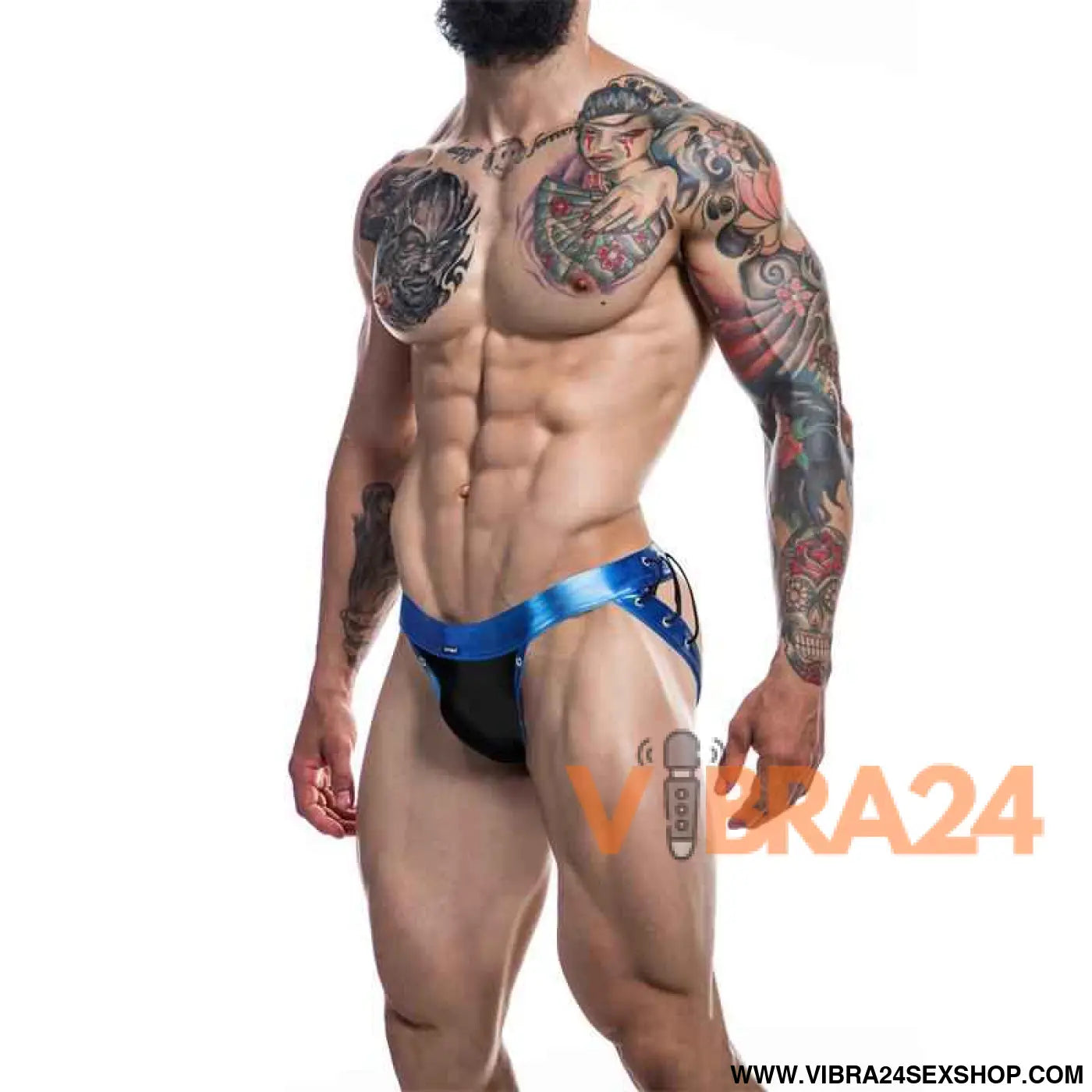 C4M14 Desire Jockstrap Blue Leatherette