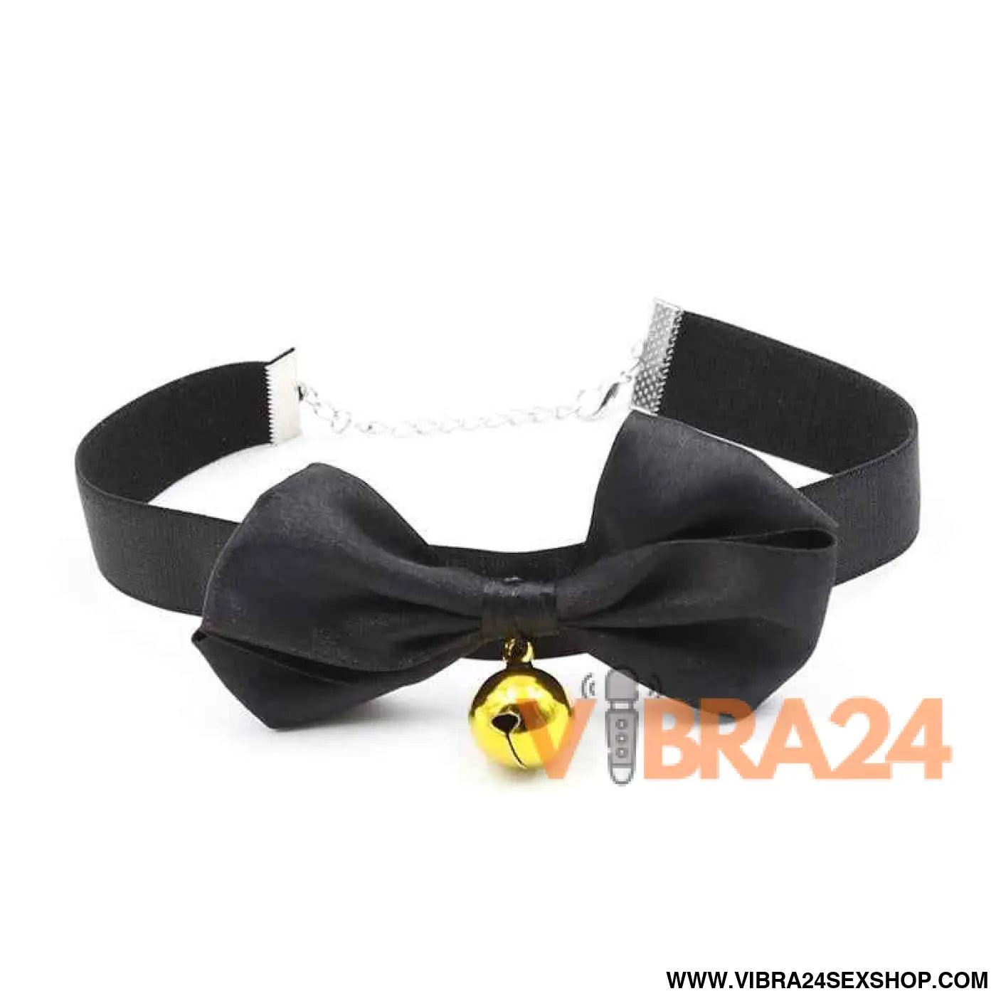 Collar with Bow and Bell 29 cm Size M Black
