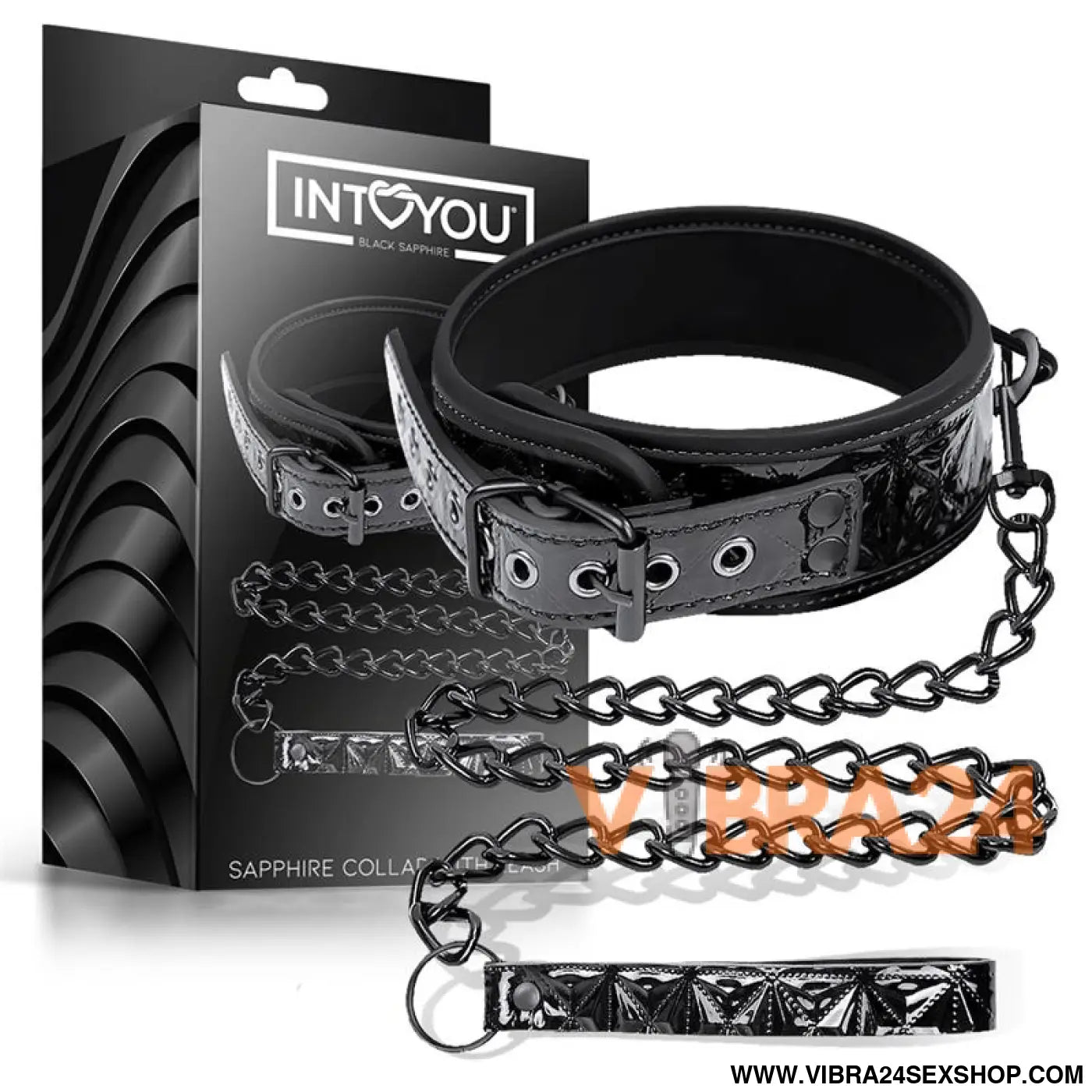 Collar with Leash Sapphire Vegan Leather