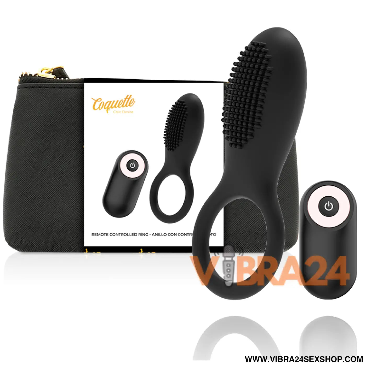 COQUETTE CHIC DESIRE - COCK RING CONTROLE REMOTO RECARREGVEL PRETO/ OURO