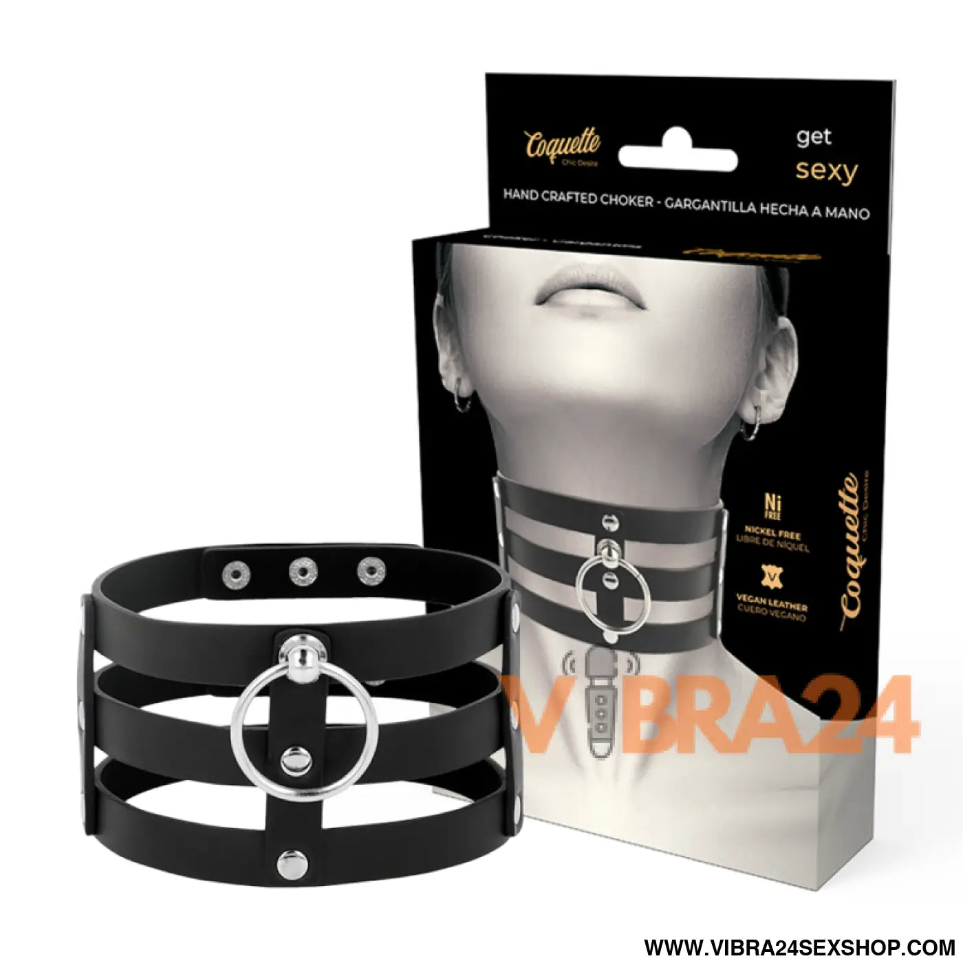 COQUETTE CHIC DESIRE - GARGANTILHA DE COURO VEGANO ESTILO FETISH