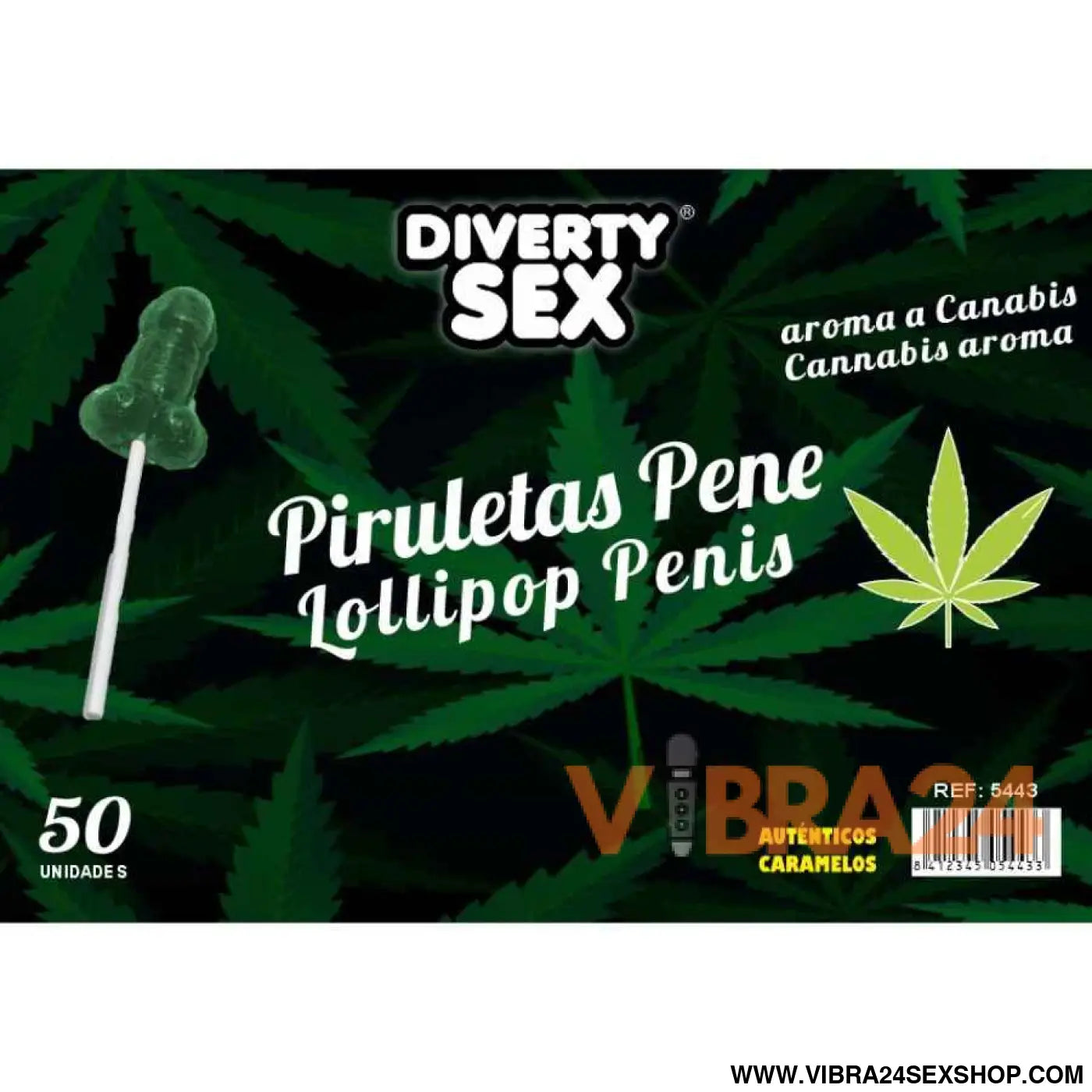 DIABLO GOLOSO - 50 PIRULITOS DE PÊNIS AROMA CANNABIS