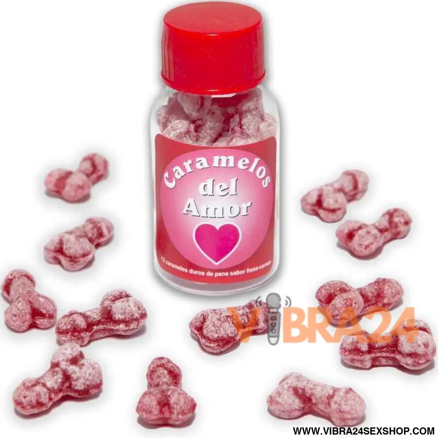 DIABLO PICANTE - 12 DOCES DE AMOR EM FORMA PÊNIS MORANGO/CEREJA