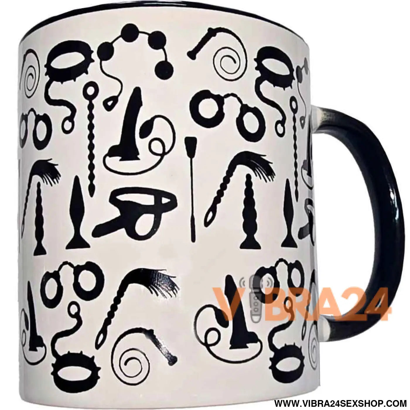 DIABLO PICANTE - CANECA BONDAGE BRANCA COM ALÇA PRETA 370 ML