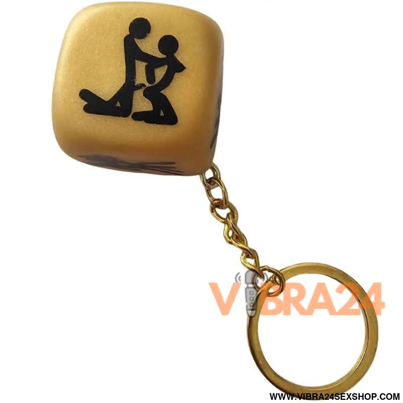DIABLO PICANTE - CHAVEIRO DADO DOURADO COM POSES
