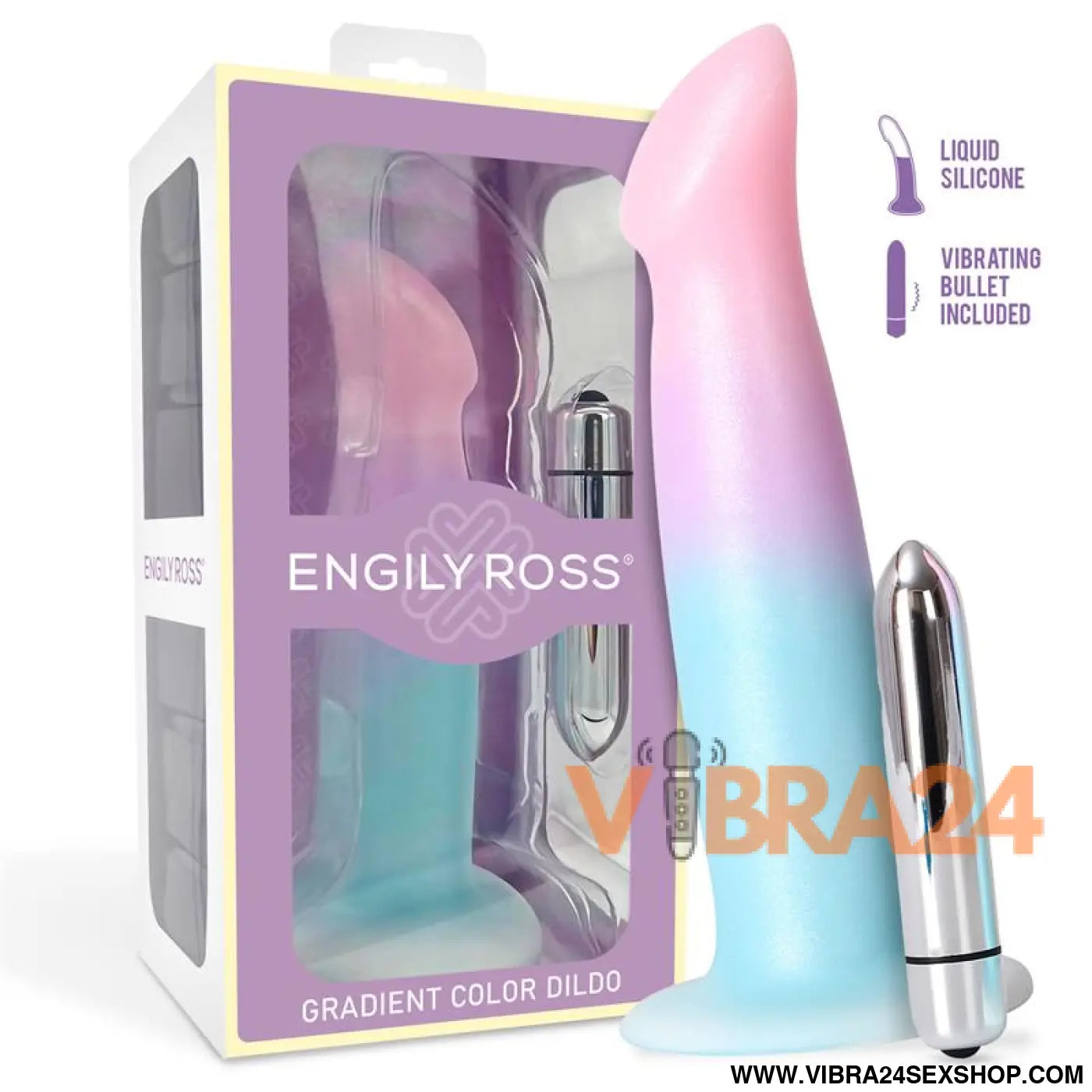 Dildo with Vibration and Suction Cup Gradient Colour 17 cm