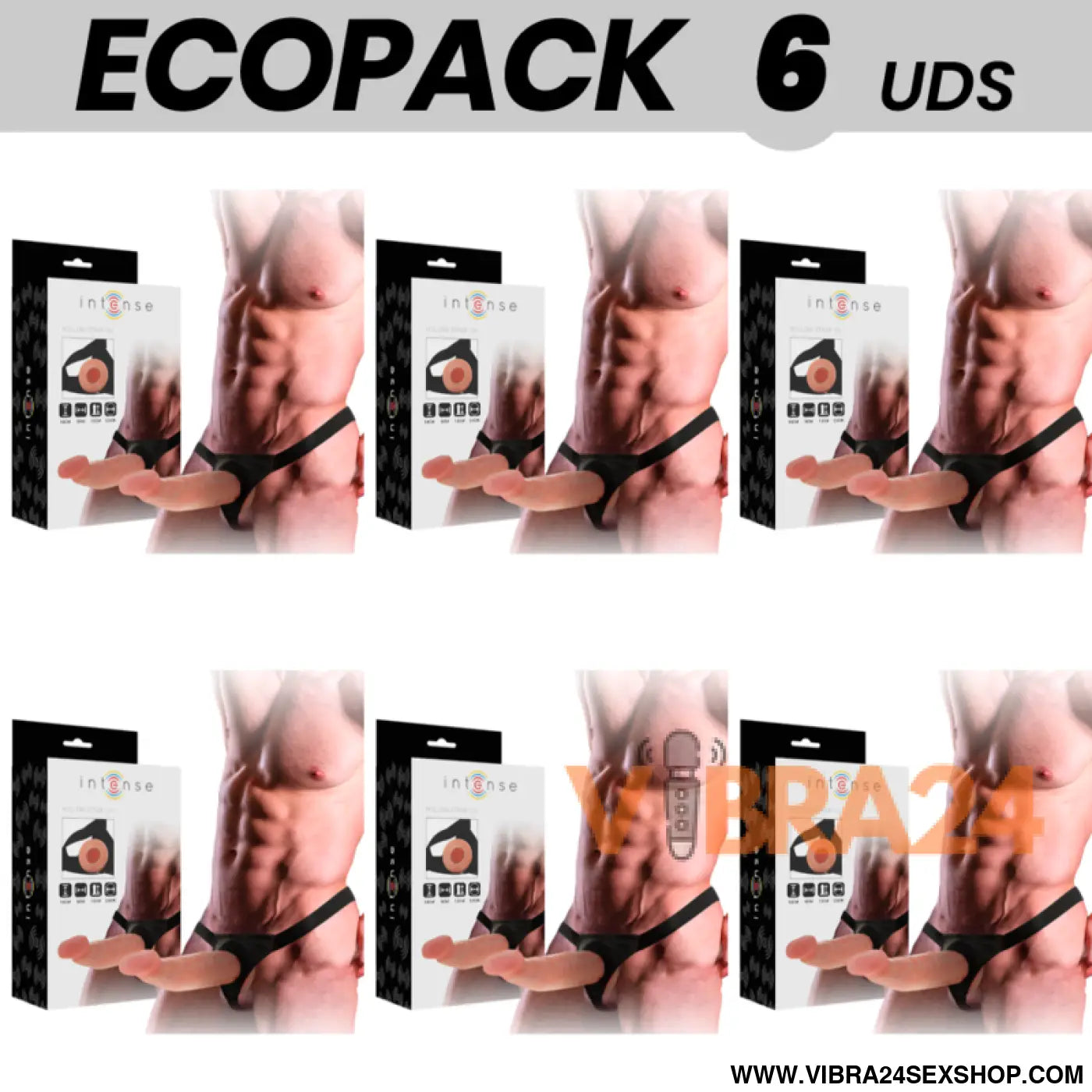 ECOPACK 6 UNIDADES - ARNÊS COM DILDO 18 CM OCO INTENSE