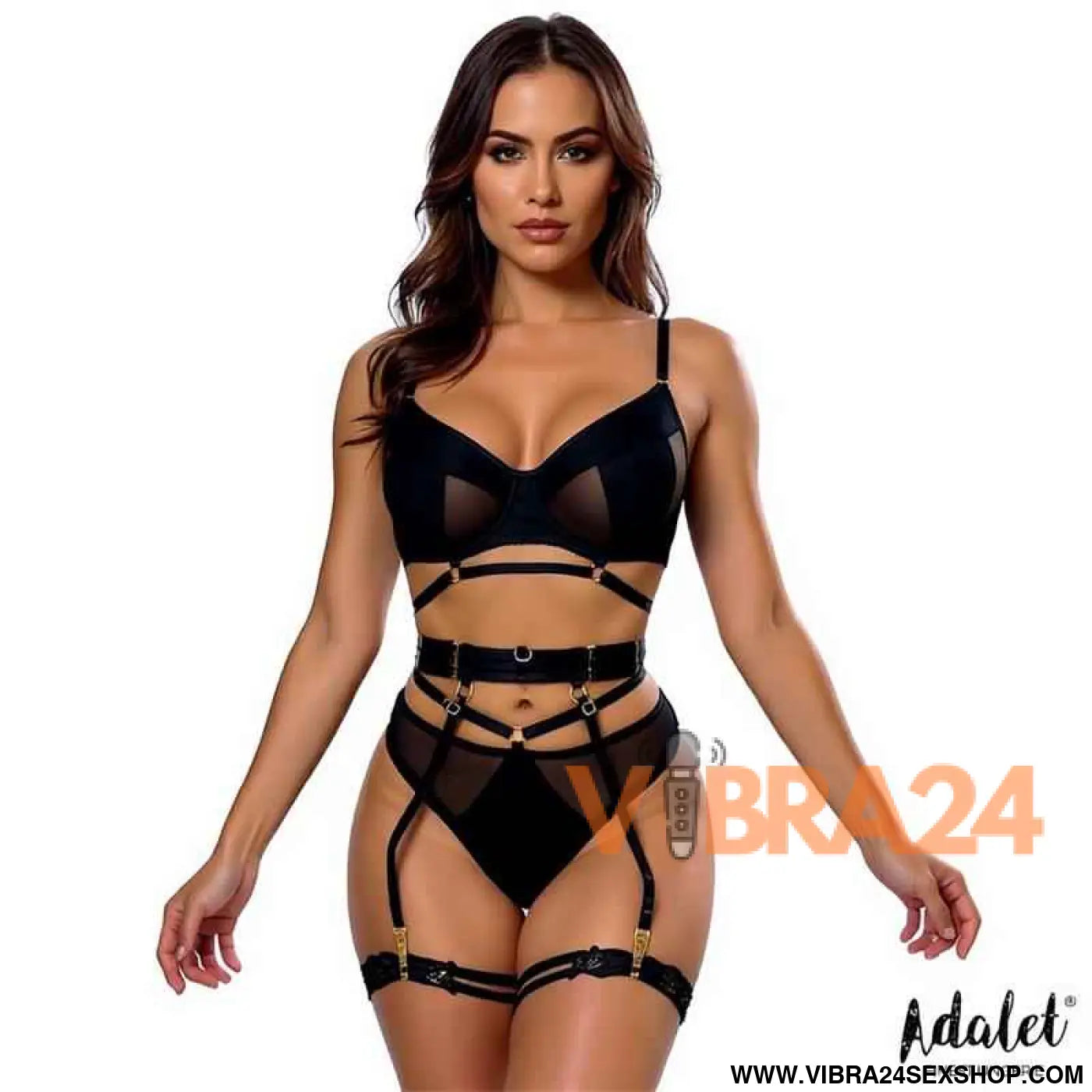 Ellie Bra Thong Garter Belt and Garters Set
