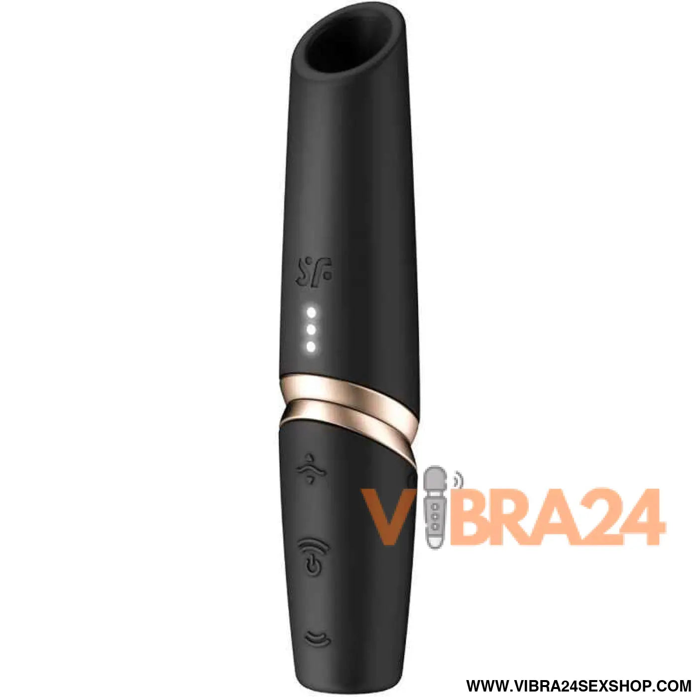 SATISFYER - ESTIMULADOR DE CLITÓRIS PERFECT KISS WAVE PRETO / DOURADO - VIBRA24 SEXSHOP