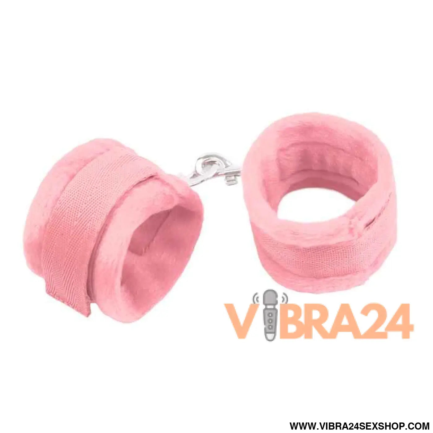 Handcuffs with Velcro Long Fur Pink