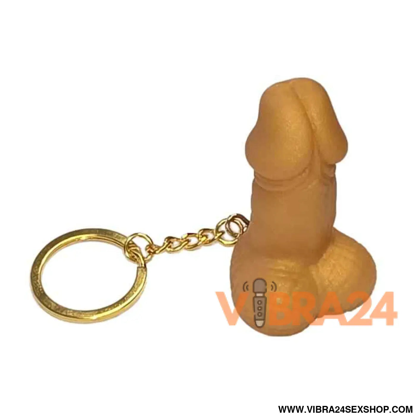 Hard rubber penis-shaped keychain Gold