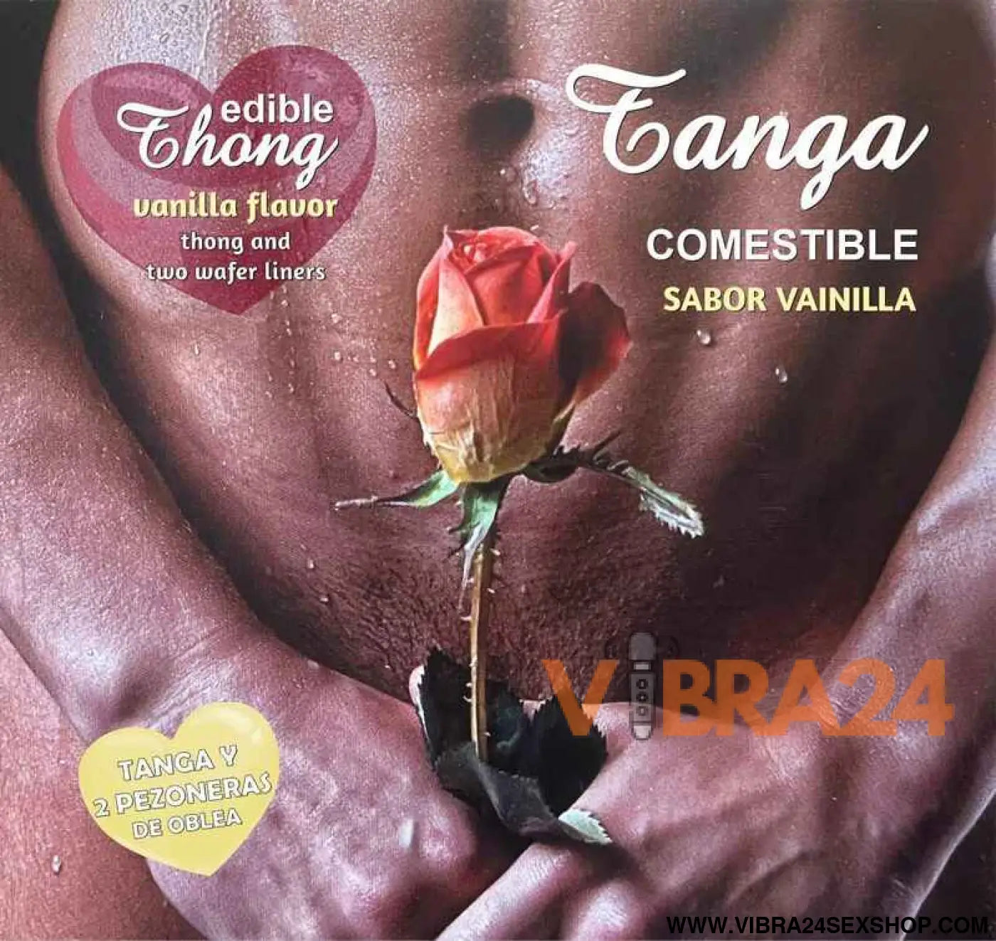 HOTFLOWERS - TANGA HOMEM + 2 BICOS WAFER BAUNILHA /es/pt/en/fr/it/