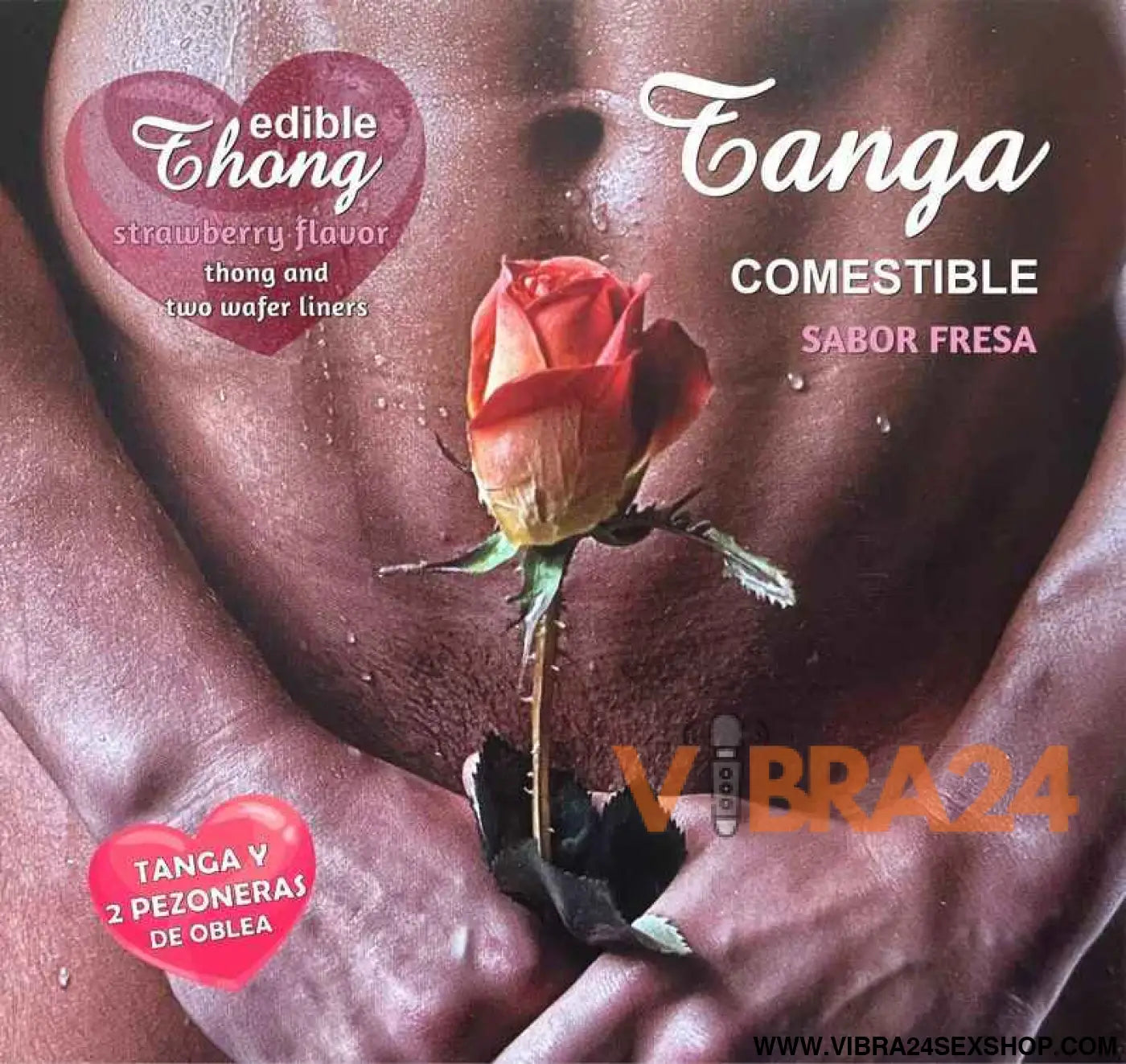 HOTFLOWERS - TANGA MASCULINA+ 2 BICOS WAFER DE MORANGO /es/pt/en/fr/it/