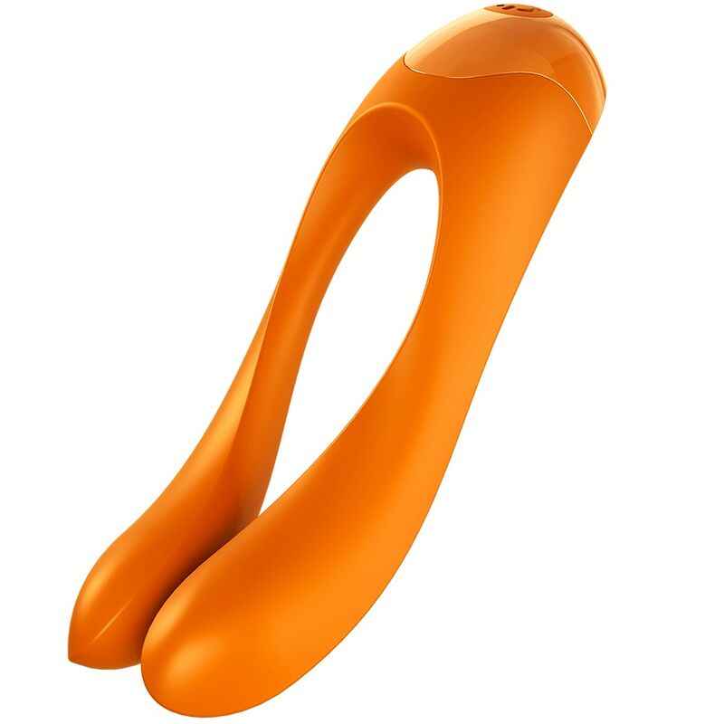 SATISFYER - VIBRADOR DE DEDO CANDY CANE LARANJA - VIBRA24 SEXSHOP