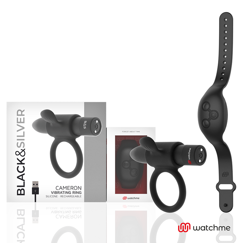 BLACK&SILVER - CAMERON CONTROLE REMOTO COCKRING WATCHME - VIBRA24 SEXSHOP