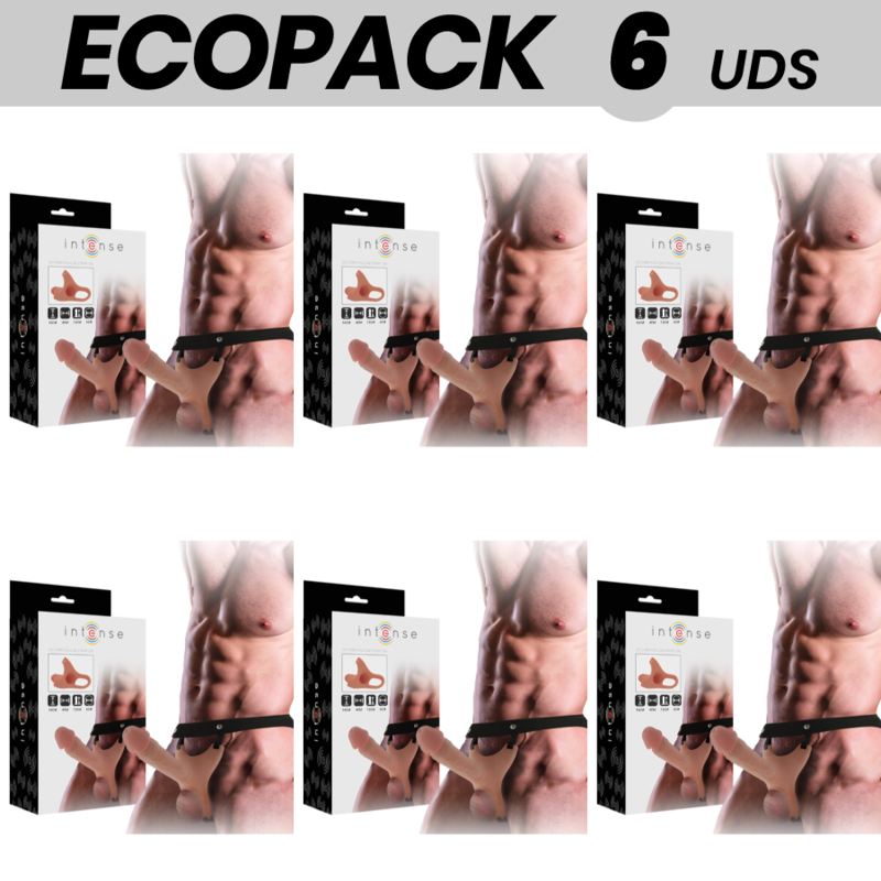 ECOPACK 6 UNIDADES - INTENSE ARNÊS OCO COM DILDO 16 X 3,5 CM - VIBRA24 SEXSHOP