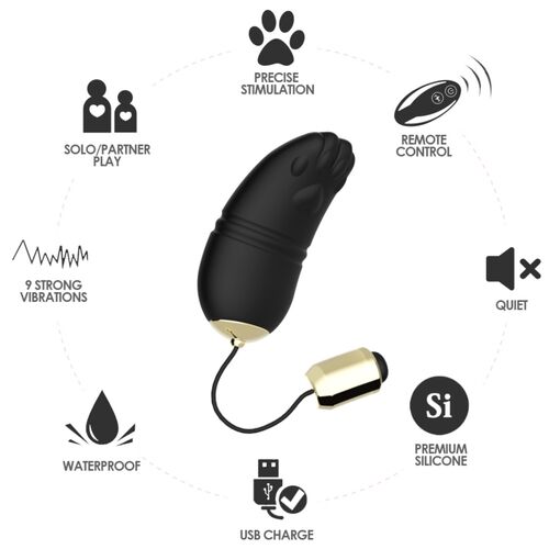 ARMONY - Vibrador Ponto G Controle Remoto Kitty Egg Preto