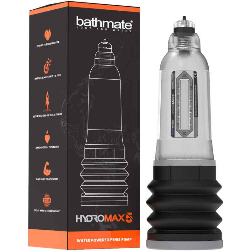 BATHMATE HYDROMAX 5 TRANSPARENTE - Aumente Seu Desempenho com Segurança - VIBRA24 SEXSHOP