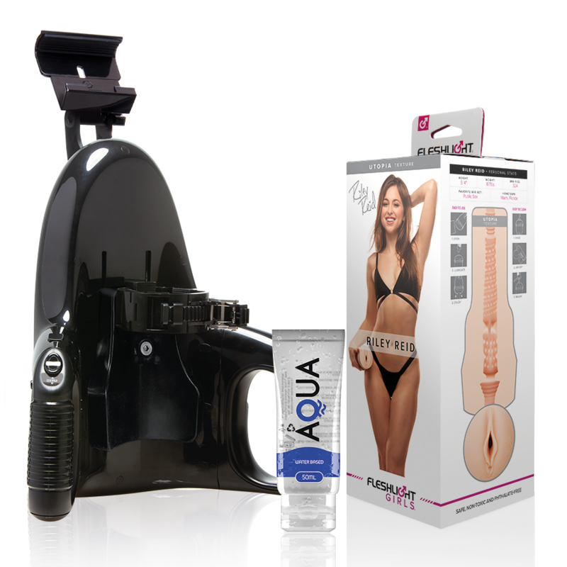 FLESHLIGHT - VAGINA RILEY REID UTOPIA + LANÇAMENTO UNIVERSAL + LUBRIFICANTE AQUA QUALITY 50 ML - VIBRA24 SEXSHOP