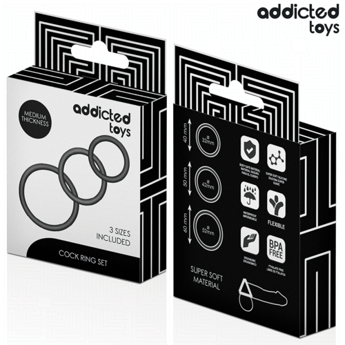 ANEL DE SILICONE PARA ADULTOS - ADDICTED TOYS CONJUNTO DE ANÉIS DE SILICONE MODELO 2 - VIBRA24 SEXSHOP