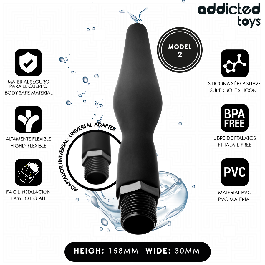 ADDICTED TOYS - LIMPADOR ANAL COM ADAPTADOR UNIVERSAL MODELO 2 - VIBRA24 SEXSHOP