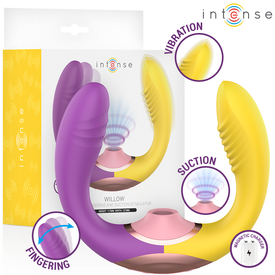 INTENSE - WILLOW - ESTIMULADOR DE SUCÇÃO E VIBRAÇÃO 3 EM 1 - VIBRA24 SEXSHOP