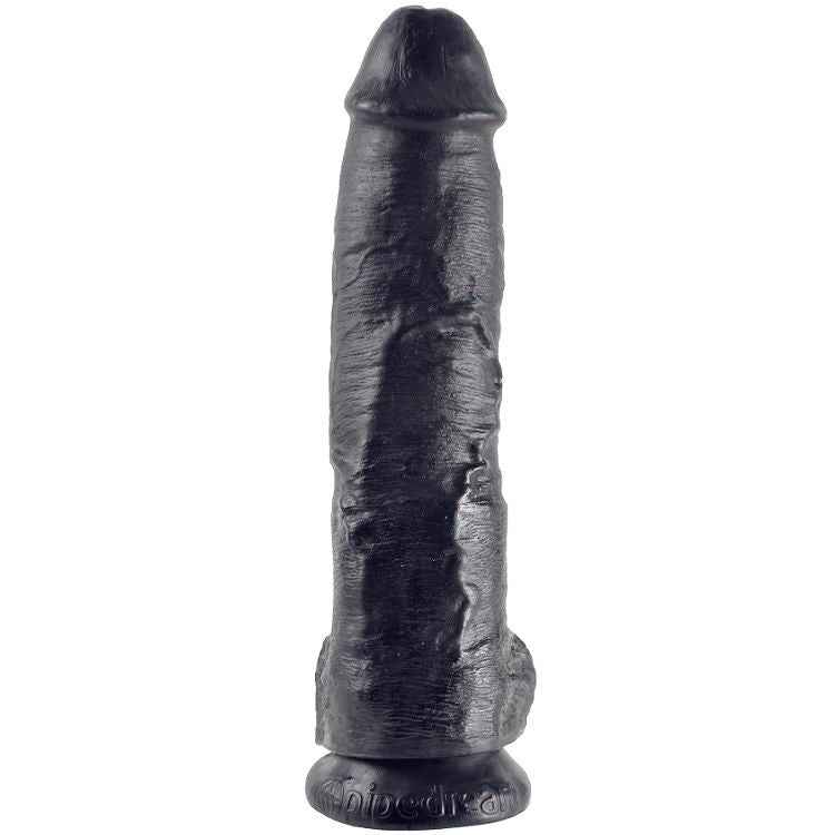 KING COCK - DILDO PRETO COM BOLAS 25.4 CM