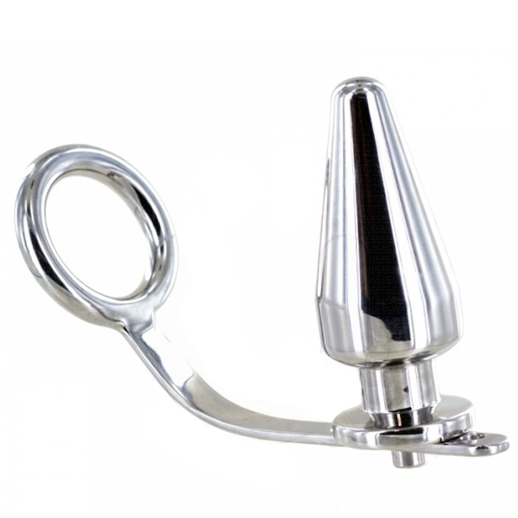 METAL HARD - ANEL DE AO COM PLUG ANAL 45 X 45MM - VIBRA24 SEXSHOP