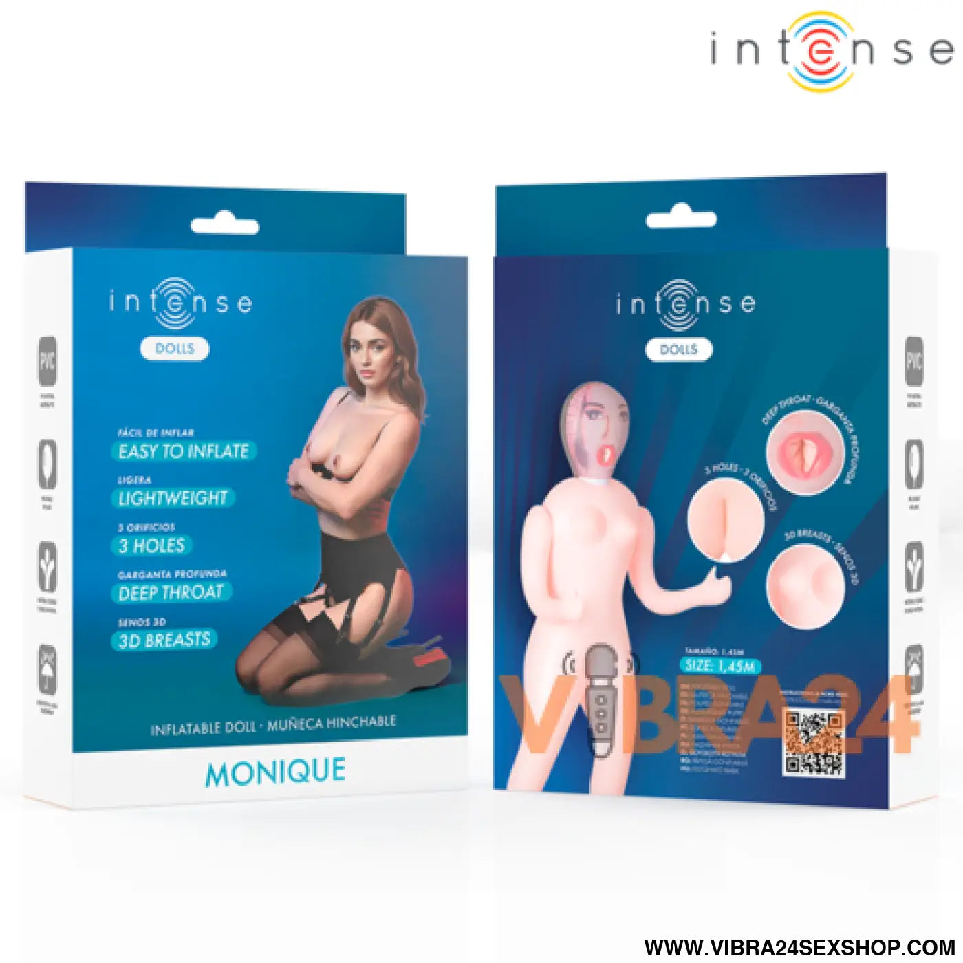 INTENSE DOLLS - BONECA INSUFLÁVEL MONIQUE COM TRÊS ORIFÍCIOS