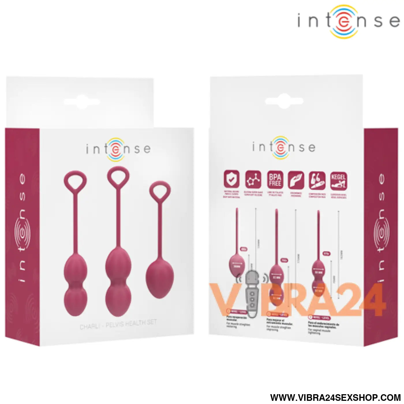 INTENSE - KIT CHARLI BOLA KEGEL BURGUNDY - VIBRA24 SEXSHOP