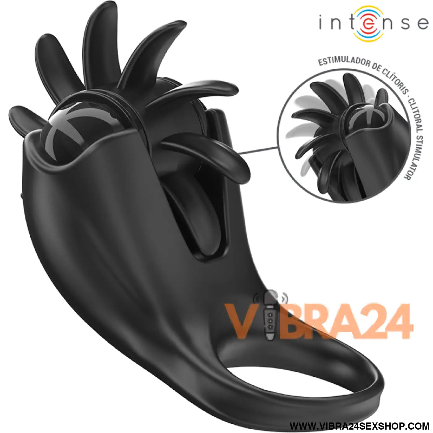 INTENSE - MABEL ANEL VIBRATÓRIO 10 VIBRAÇÕES COM ESTIMULADOR DE CLITÓRIS PRETO