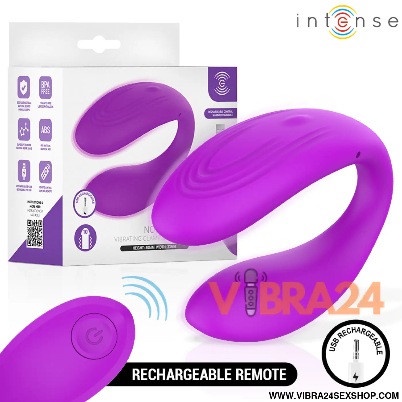 INTENSE - NORA ESTIMULADOR DE CLIPE VIBRATÓRIO ROXO