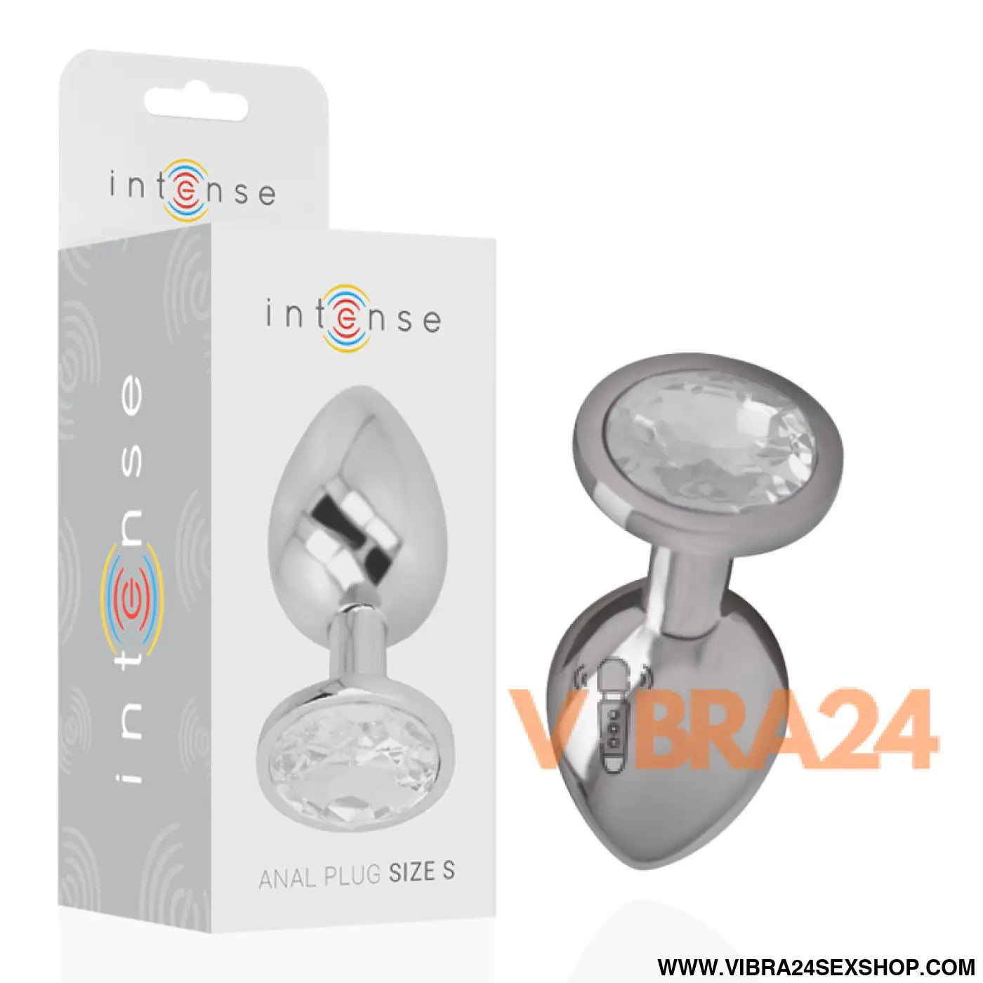 INTENSE - PLUG ANAL DE METAL ALUMÍNIO COM CRISTAL PRATA TAMANHO S