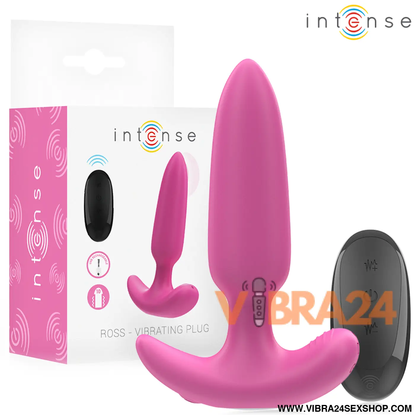 INTENSE - ROSS ANAL PLUG 10 VIBRAÇÕES ROSA CONTROLE REMOTO