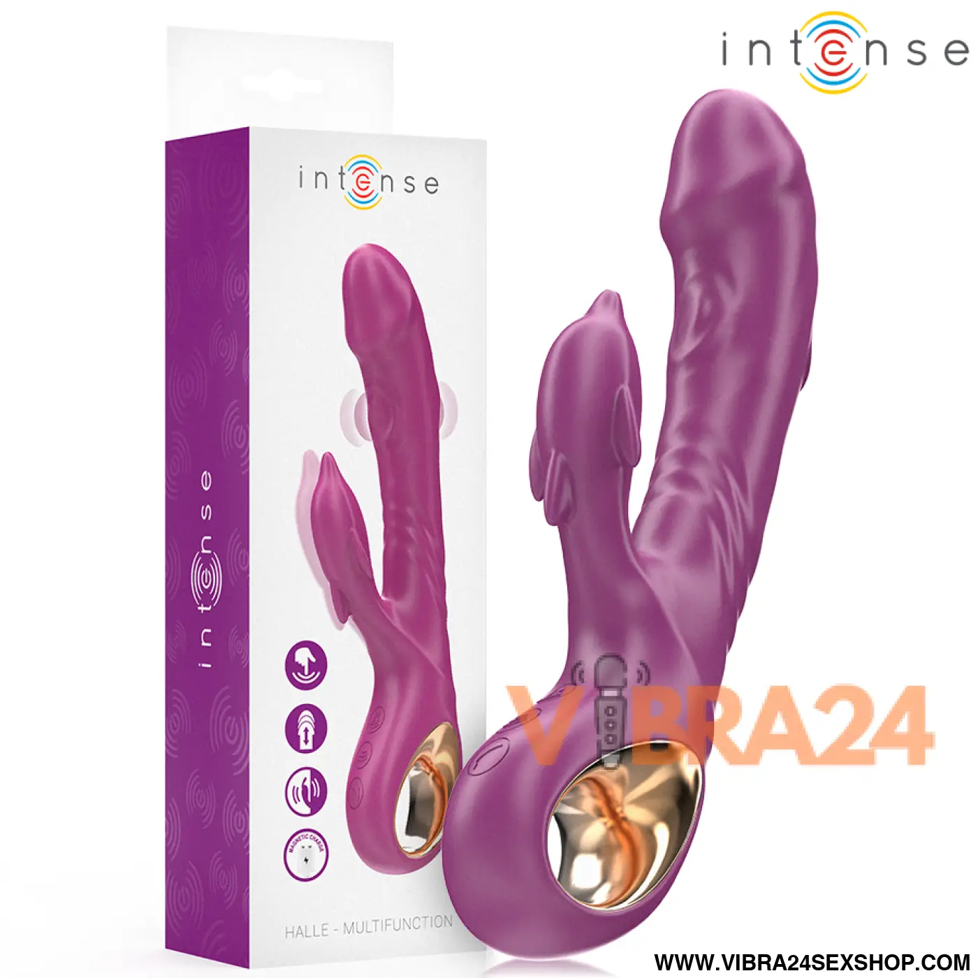 INTENSE - VIBRADOR MULTIFUNCIONAL HALLE COM LÍNGUA ESTIMULANTE DE GOLFINHOS ROXO