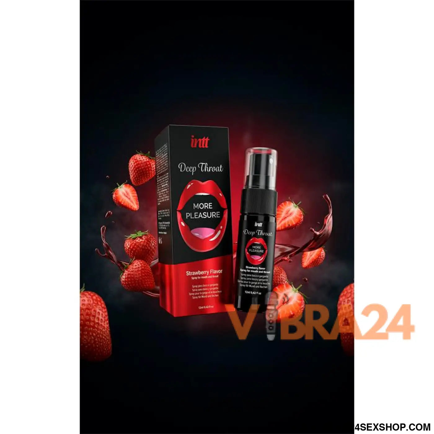 INTT – Deep Throat Spray: Spray Oral com Sabor Morango para Minimizar o Reflexo de Náusea e Aumentar Conforto no Sexo