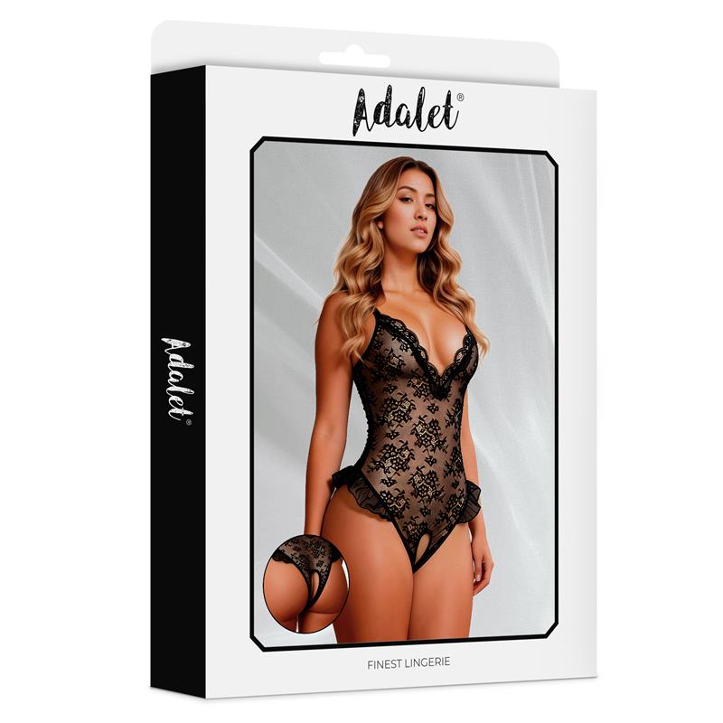 Adalet Lingerie – Iris: Open Teddy em Preto com Design Ousado e Sofisticado para Elegância e Confiança