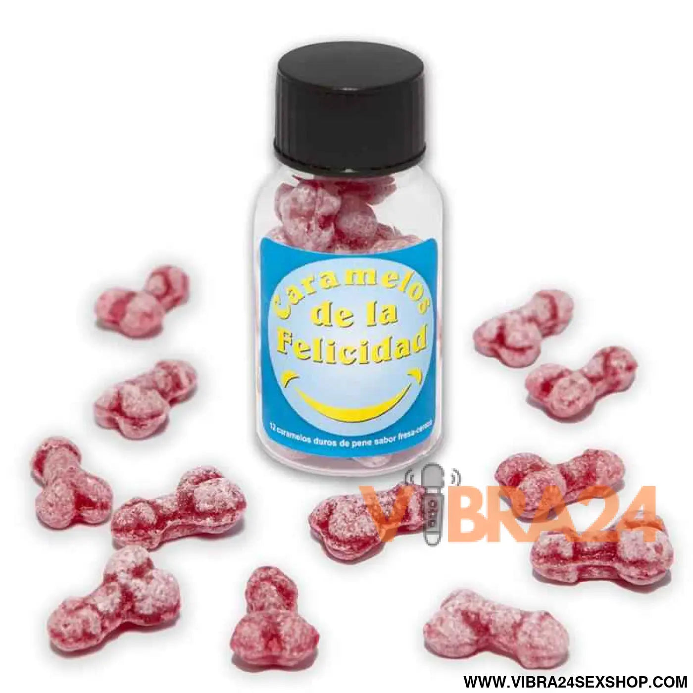 Jar of 12 units Penis Strawberry and Cherry Flavor Sweets