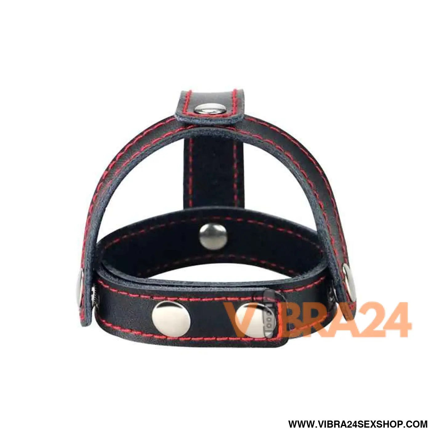 Leather Cock Ring with Ball Divider